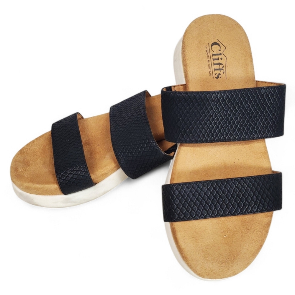 Cliffs By White Mountain Slip On Sandals Odyssey Black Strap Size 8